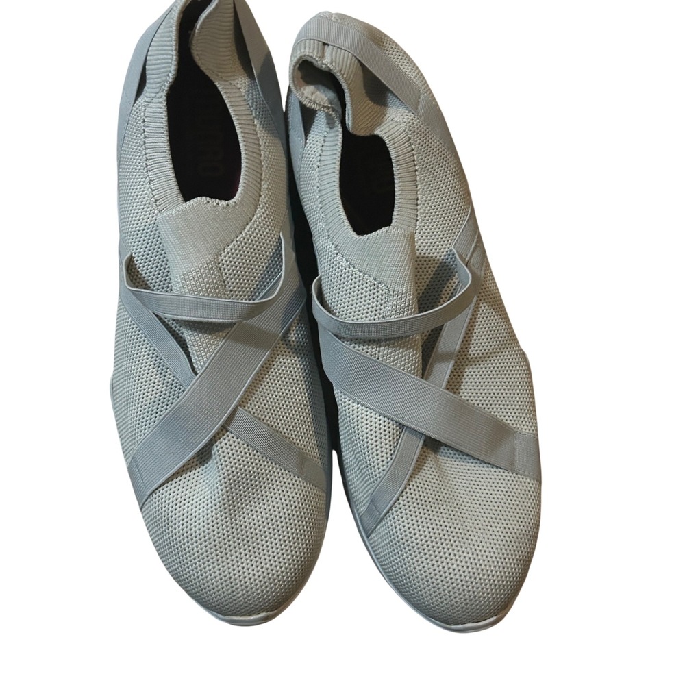 Munro Gabbie Grey Knit Slip On Sneakers Womens 8 Elastic Strap Walking Shoes
